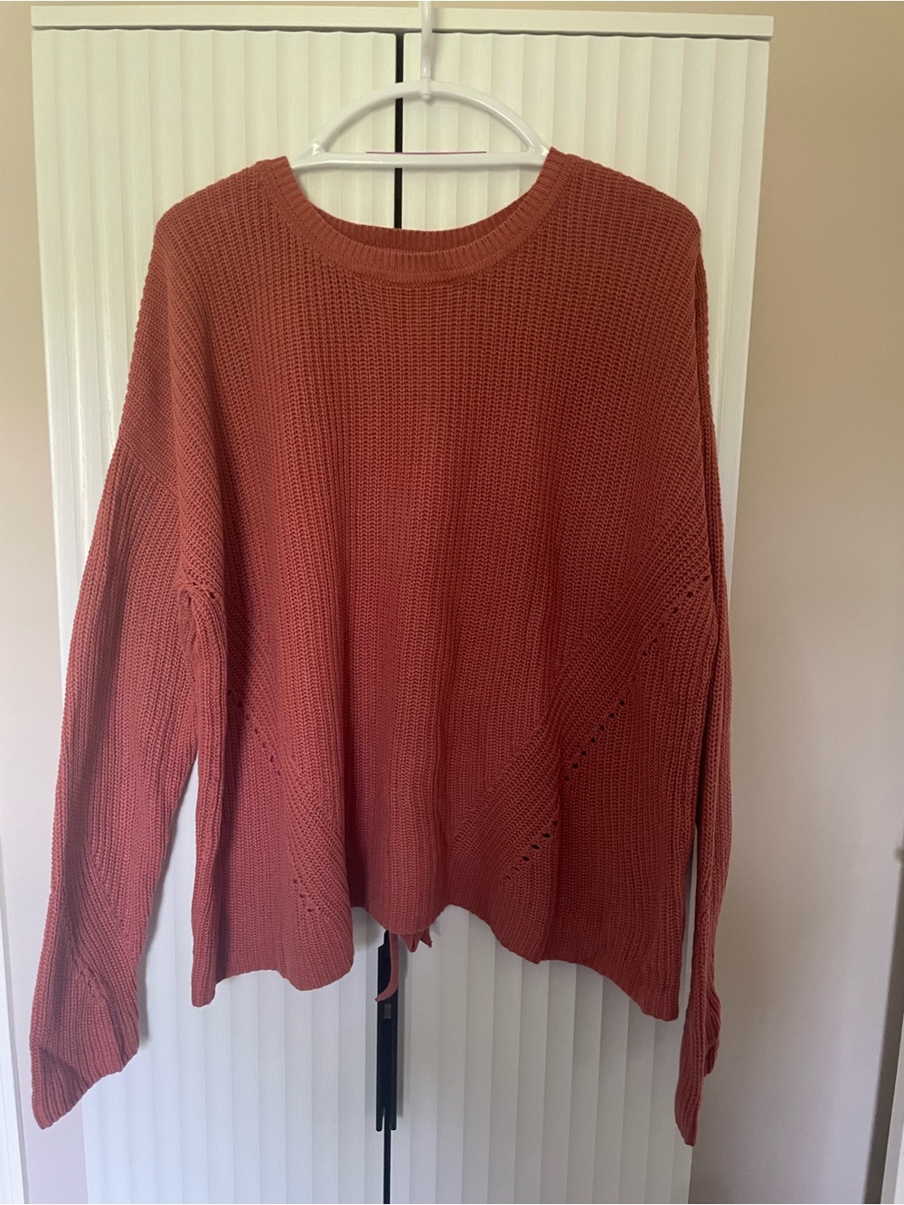 Lucky Brand Ribbon Tie-Back Pullover Knit Sweater L